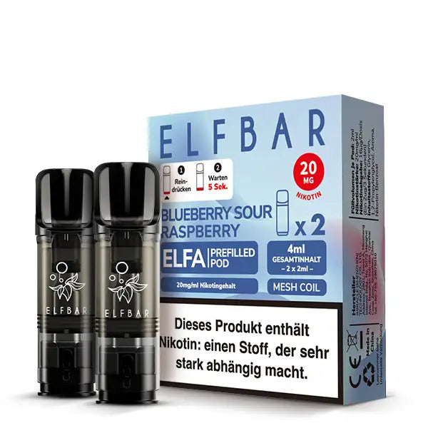 Elfbar - ELFA - Prefilled Pods (2 Stück) - Blueberry Sour Raspberry - 20mg/ml