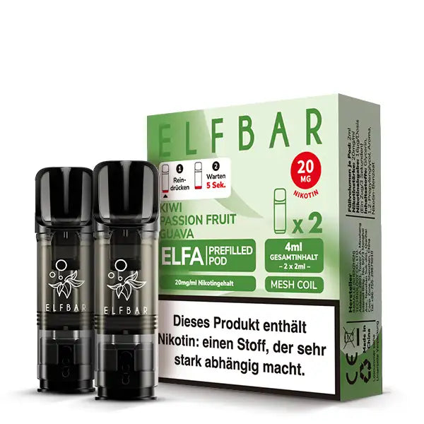 Elfbar - ELFA - Prefilled Pods (2 Stück) - Kiwi Passion Fruit Guava - 20mg/ml